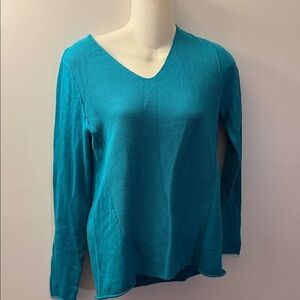 Sahalie Teal Long Sleeve V-Neck Top